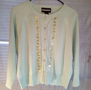Requirements ClassyWomen's Light Green Cardigan with Gold Accents